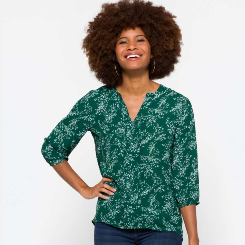 Green & White Blouse